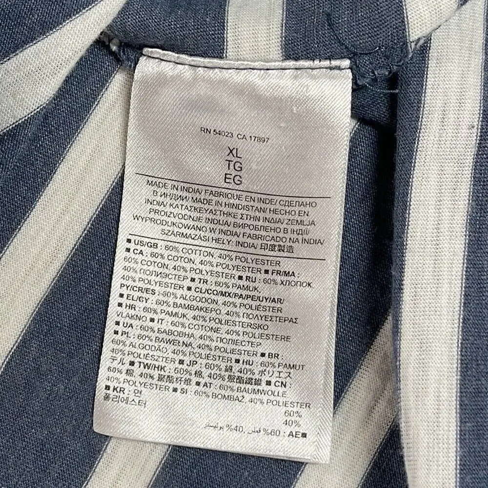 Banana Republic Polo Shirt Mens Extra Large XL Blue Striped‎ Short Sleeve Shirt